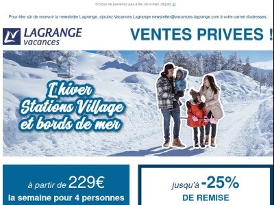 L'hiver Stations Village et bords de mer jusqu'à -25%