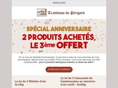 2 produits achetés, le 3ème est offert 🎉