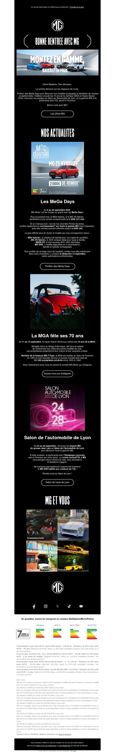 Une rentrée exceptionnelle avec MG