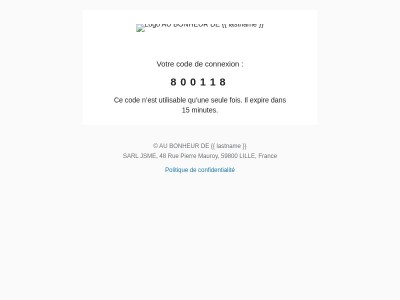 Votre code de connexion est : 800118