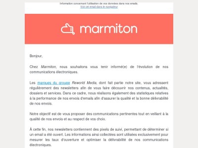 Information relative à nos communications