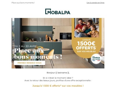 🎉 Jusqu'à 1 500 € offerts* sur vos meubles !