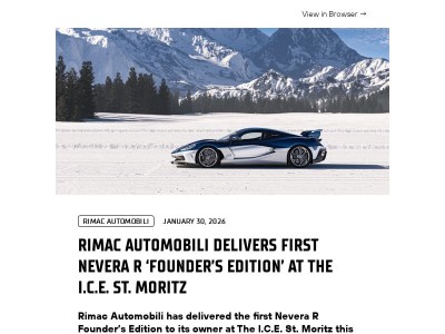 Rimac Automobili Delivers First Nevera R ‘Founder’s Edition’ at The I.C.E. St. Moritz