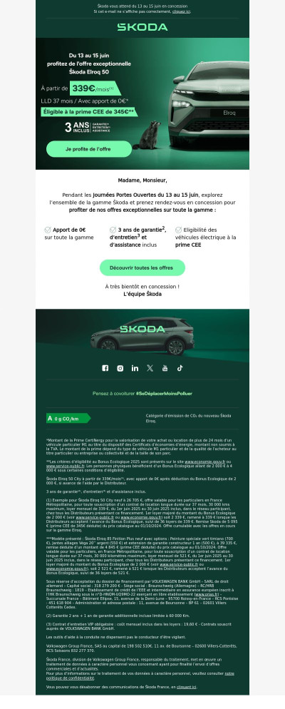 Nouveau Škoda Elroq : dès 339€/mois lors des Portes Ouvertes !