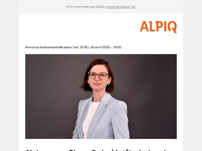 Communiqué de presse: Alpiq nomme Bianca Sarbu à la tête du domaine opérationnel Energy Solutions