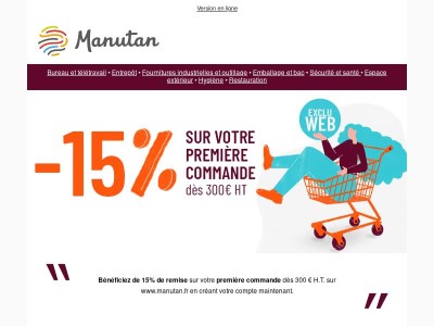 -15% sur votre première commande dès 300€ d'achat HT