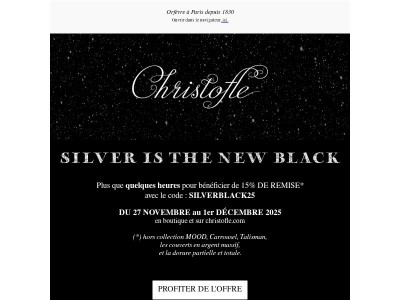 Dernières heures pour profiter de l'offre Silver is the new Black