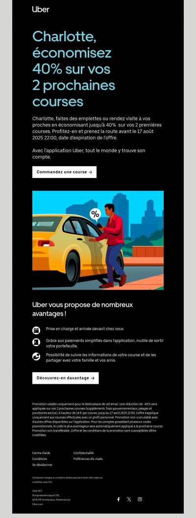 Vous allez quelque part ? Profitez de -40% sur vos 2 prochaines courses