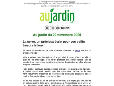 Au jardin du 29 novembre 2025