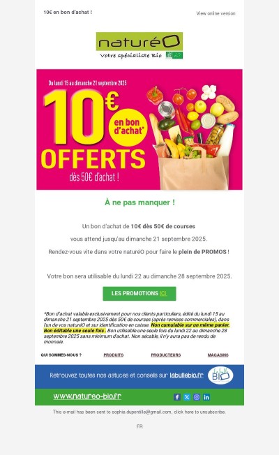 10€ en bon d'achat !