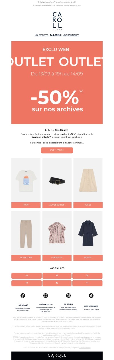 OUTLET | Tout à -50%