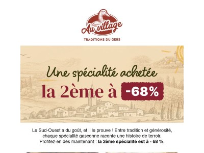 Stop bonne affaire : 1 spécialité achetée = la 2ème à -68%