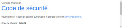 Code de sécurité du compte Microsoft