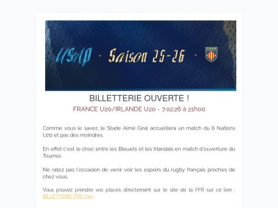 BILLETTERIE OUVERTE 🔥