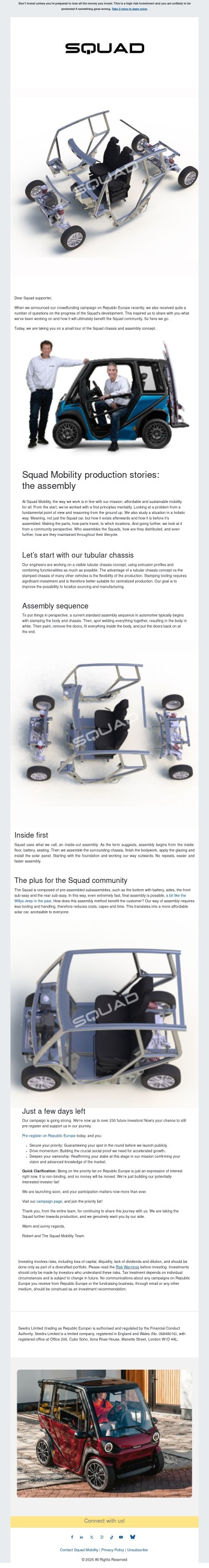 Squad production and assembly | More than 230 priority registrations on Republic Europe