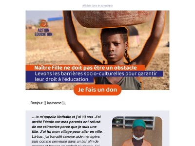 Naître fille ne doit pas être un obstacle
