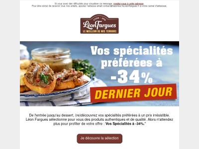 Dernier jour pour profiter de vos spécialités à prix réduit