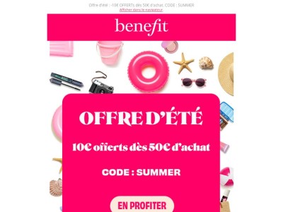 Offre d'été : -10€ dès 50€ d'achat ! 