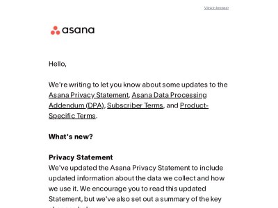 Updates to Asana’s Privacy Statement and other legal terms