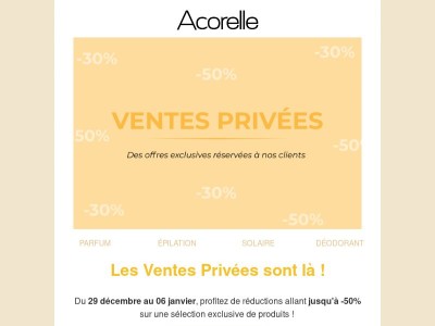 Ventes privées Acorelle ! Jusqu'à -50%