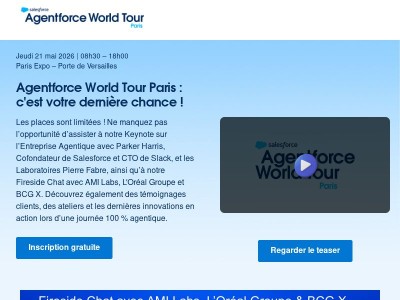 Dernière chance pour participer à l’Agentforce World Tour Paris !