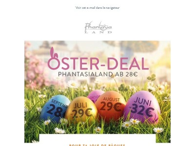 Seulement aujourd’hui : offre de Pâques àpd 28 € !