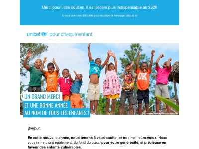 Avec l’UNICEF, vivez une nouvelle année en faveur des enfants