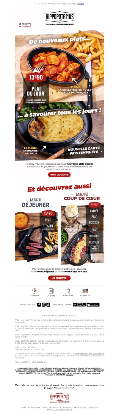 Nos nouveaux plats du jour vont vous faire saliver 😋