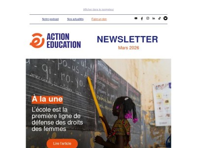 Newsletter mars : 🚨 122 millions de filles sont encore privées d’école