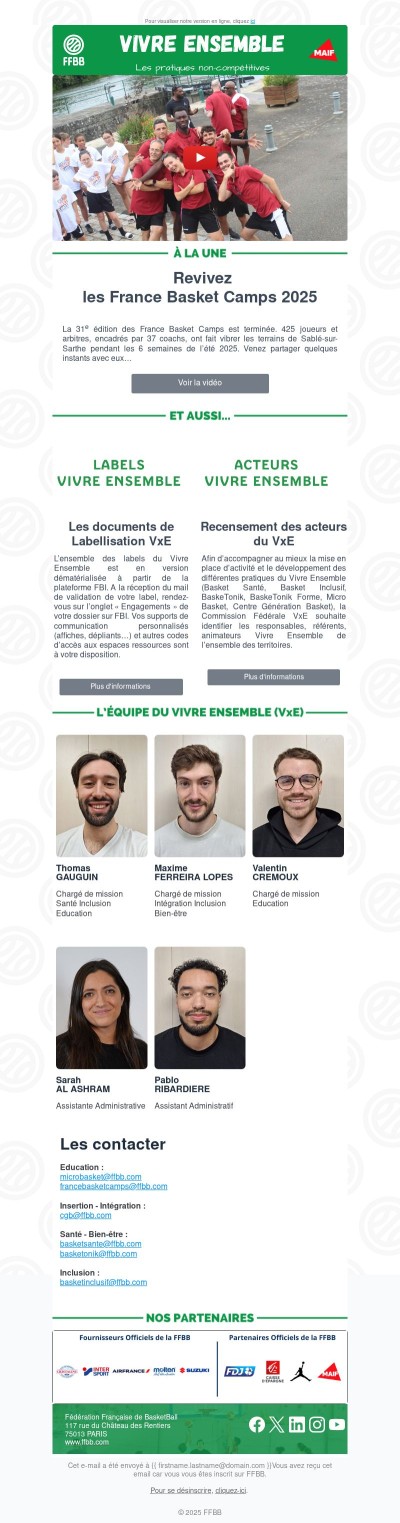 📹 Revivez les France Basket Camps 2025