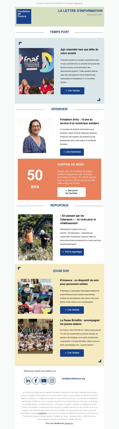 La lettre d'information de la Fondation de France - Novembre 2025