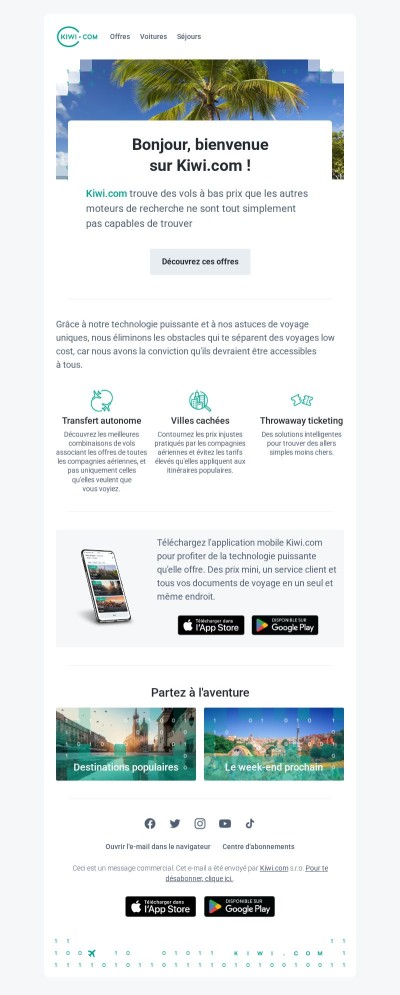 Bienvenue sur Kiwi.com !