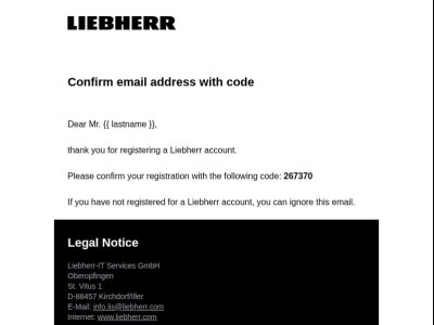 Confirm email address with code