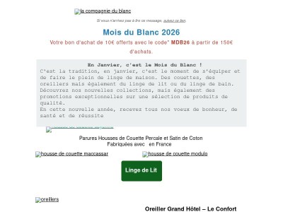 Mois du Blanc 2026 ❄️, -20% sur la sélection ✅​