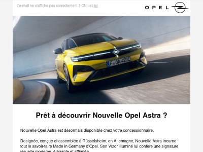 Nouvelle Opel Astra disponible chez votre concessionnaire — prêt à l'essayer ?