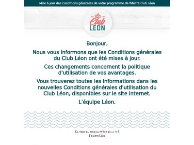 Nous avons mis à jour les Conditions générales de votre programme de fidélité Club Léon