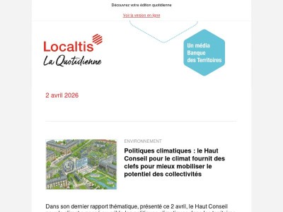 Actualités Localtis du vendredi 3 avril 2026