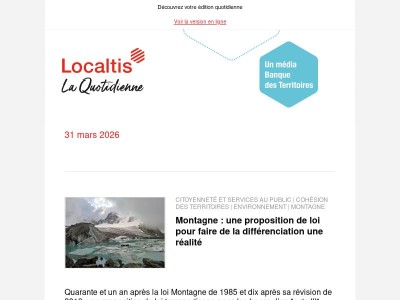 Actualités Localtis du mercredi 1 avril 2026