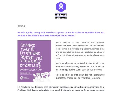 Le 4 juillet, marchons ensemble contre les violences sexuelles !