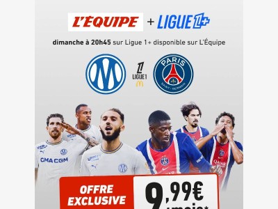 L'Équipe + Ligue 1+ pour 9,99€/mois ⚽