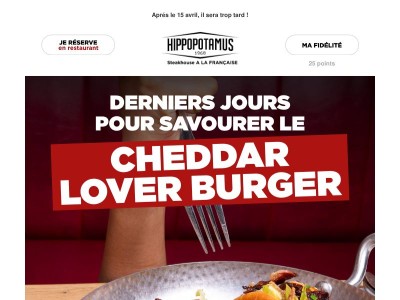 Derniers jours pour succomber au Cheddar Lover Burger 🧀
