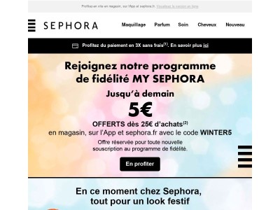 Jusqu'à demain ✨ 5€ offerts dès 25€ d'achats