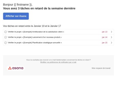Vos tâches en retard de la semaine dernière – Mon espace de travail