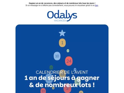 🎁 [Calendrier de l'Avent] 1 an de vacances, des séjours et de nombreux lots à gagner tous les jours !