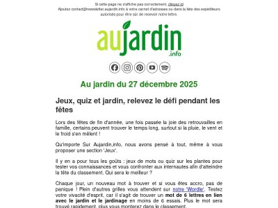 Au jardin du 27 décembre 2025