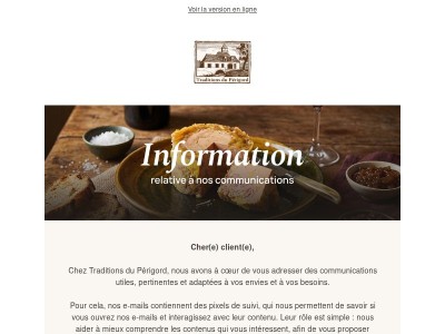Information relative à nos communications