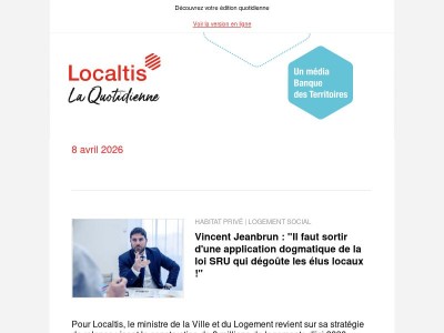 Actualités Localtis du jeudi 9 avril 2026