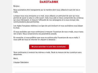 Mise à jour de vos préférences de suivi des e-mails