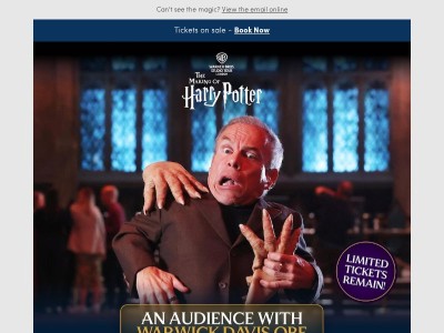 Tickets now available - An Audience With Warwick Davis OBE