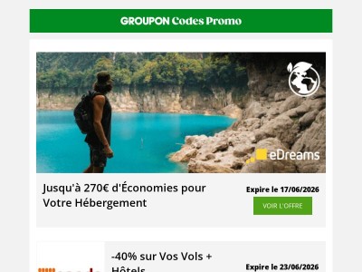 270 EUR d'economies chez eDreams - ce mardi